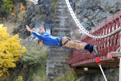 New Zealand outdoor activities: bungee jumping, white-water rafting, hiking, skiing